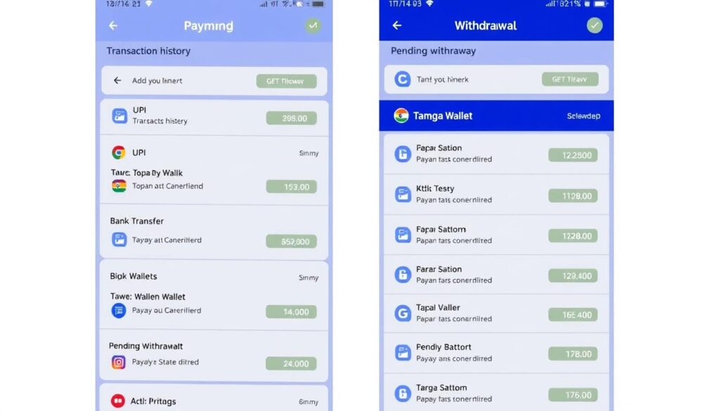 Payment and withdrawal options available in Tiranga colour trading app